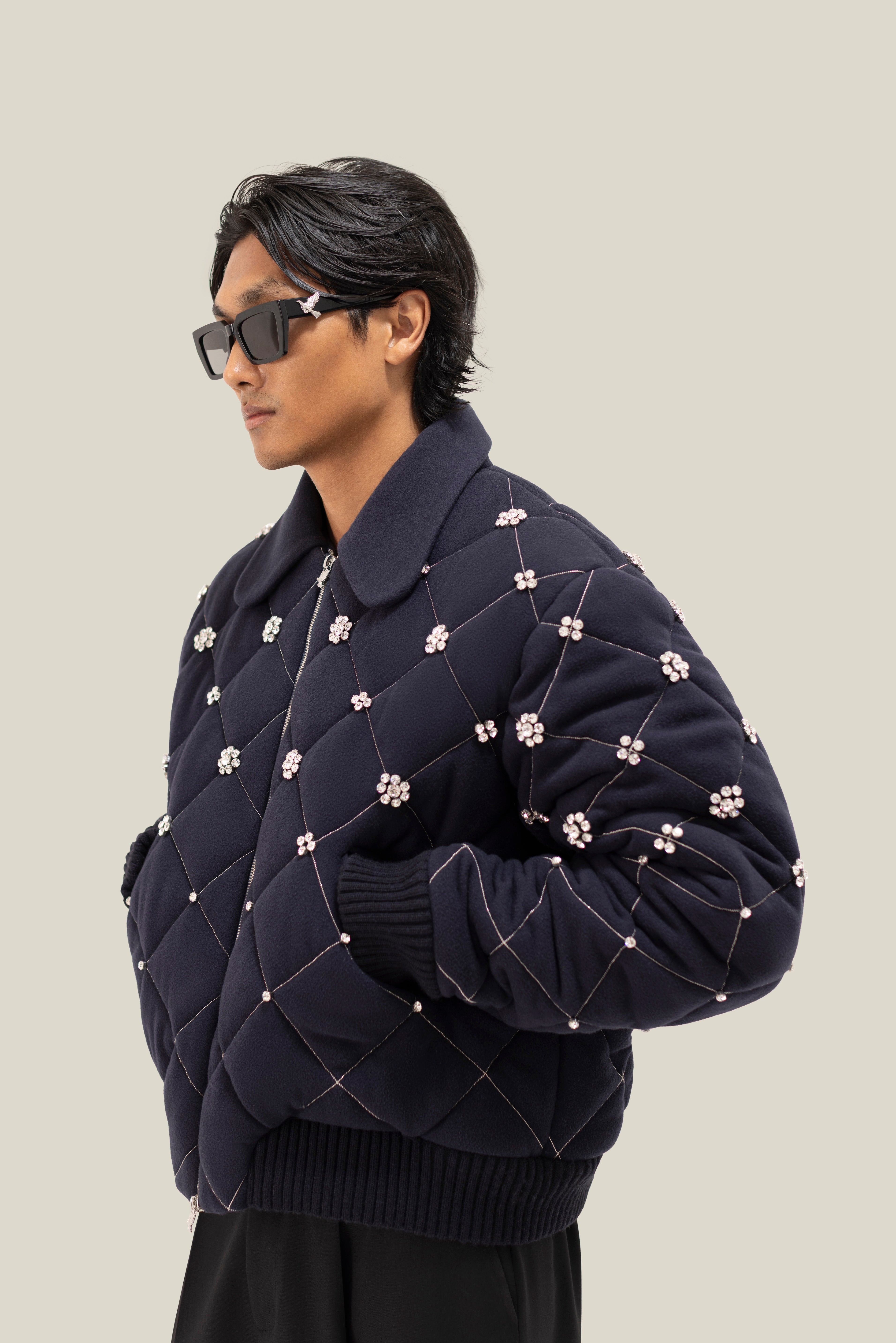 Swarovski Quilted Bomber Jacket