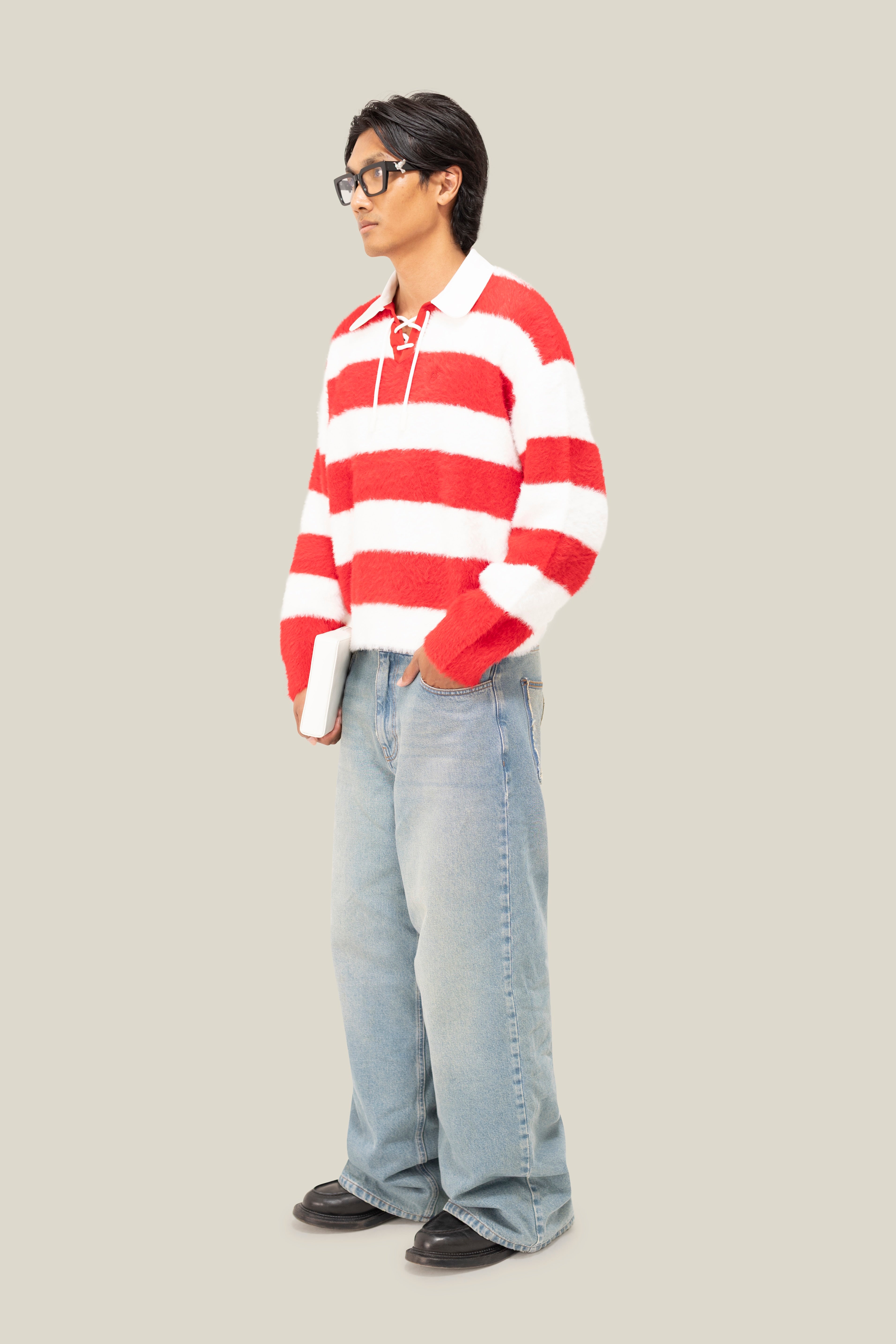 Fluffy Knit LS Polo