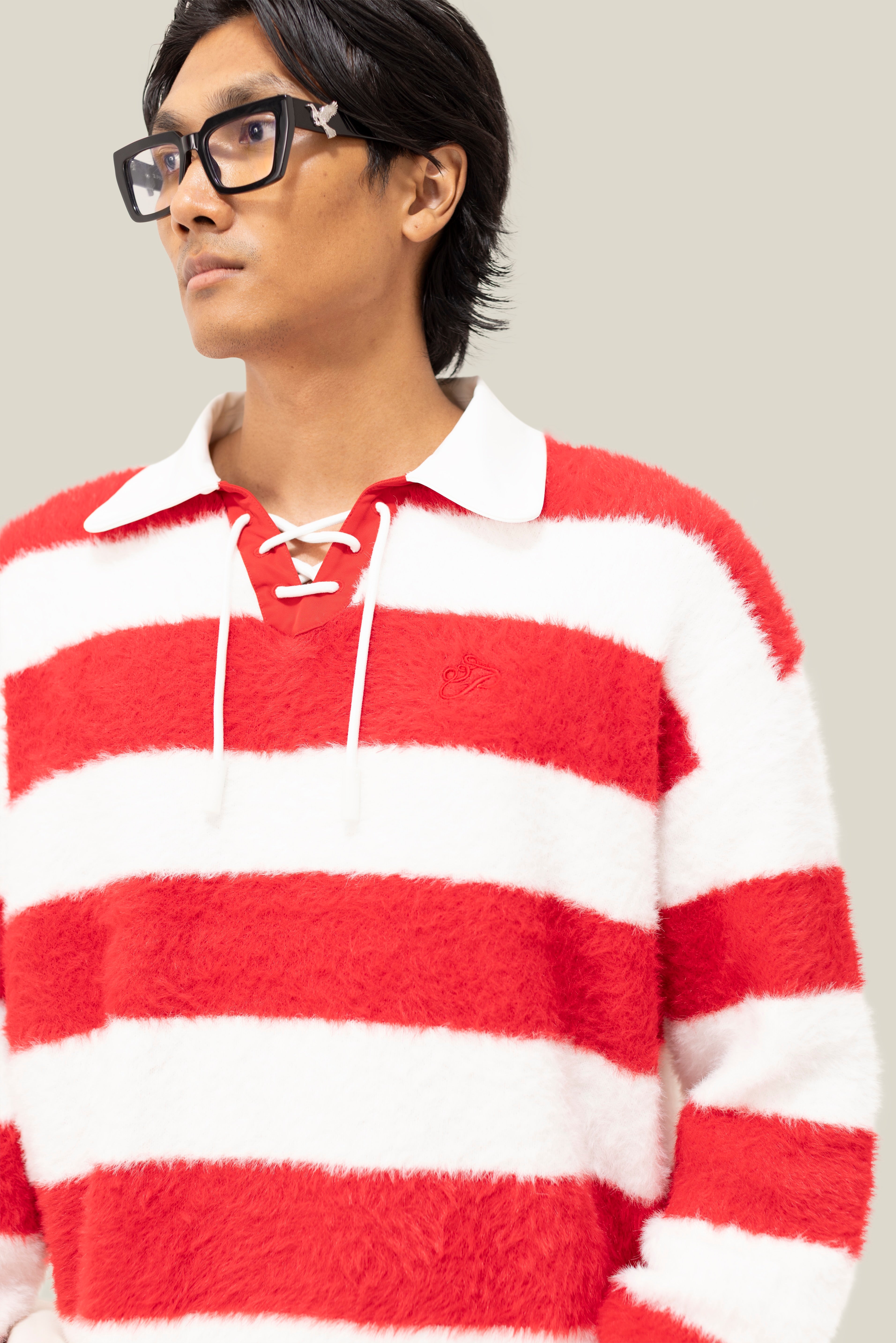 Fluffy Knit LS Polo