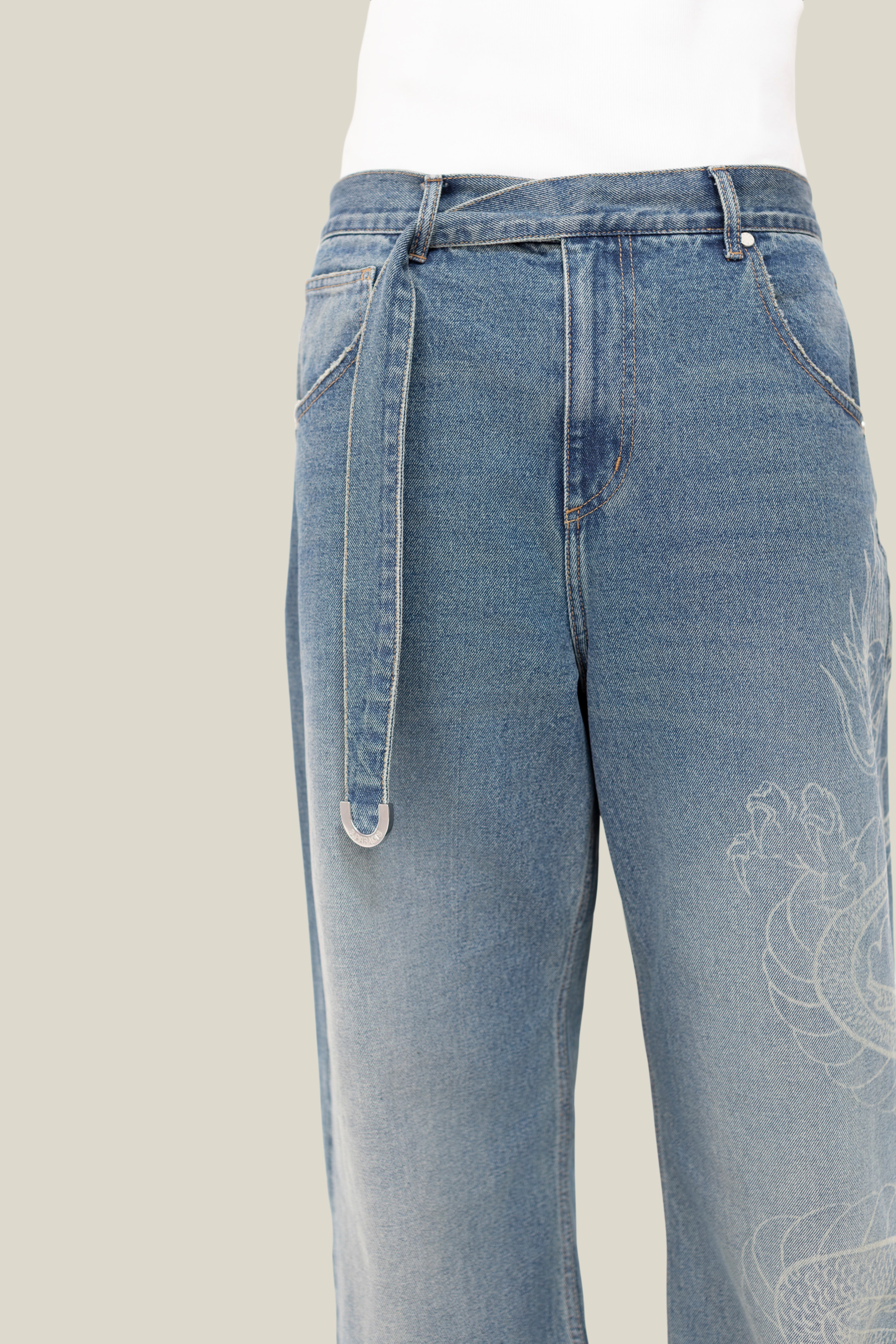 3.PARADIS x BRUCE LEE: Laser Print Jeans
