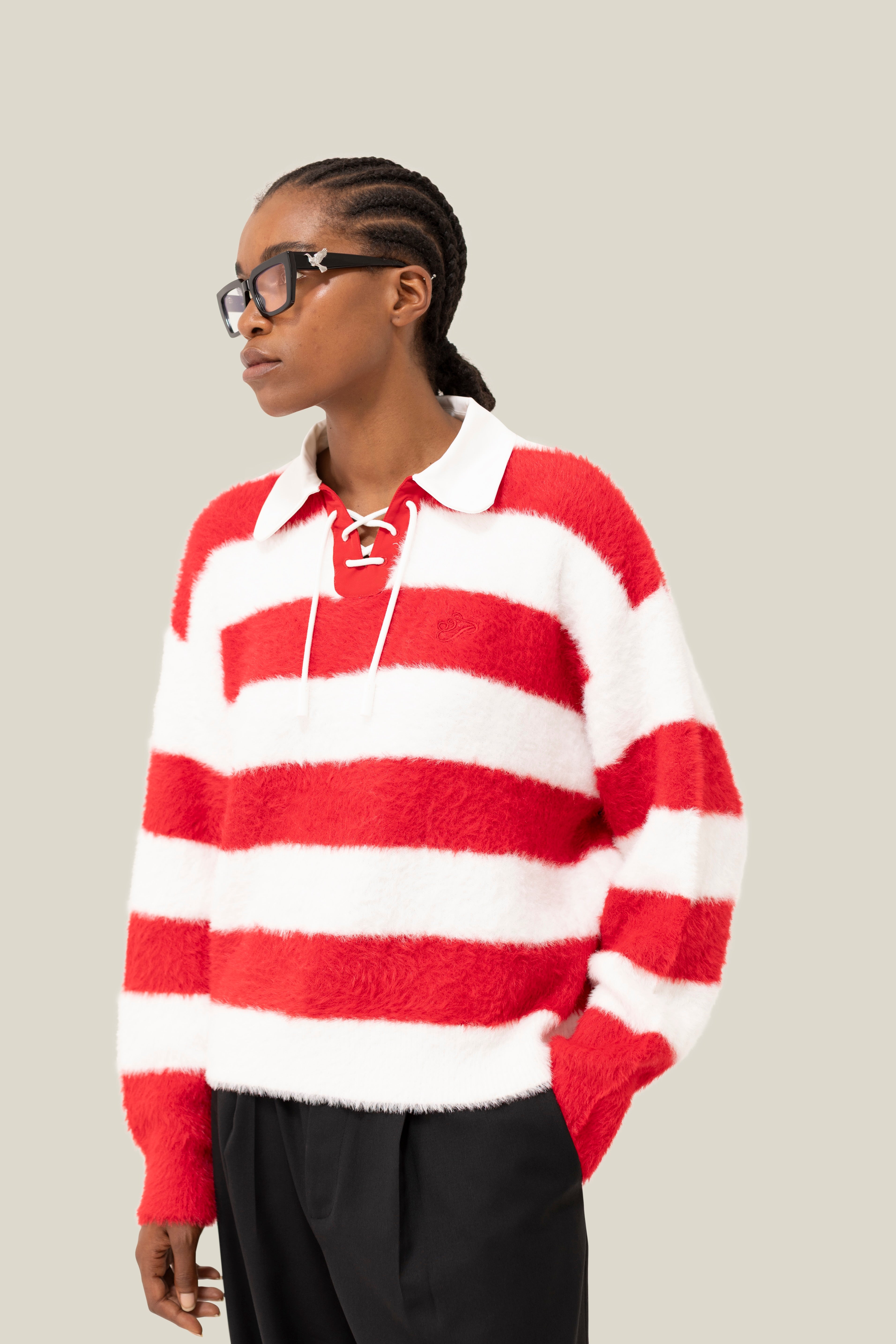 Fluffy Knit LS Polo