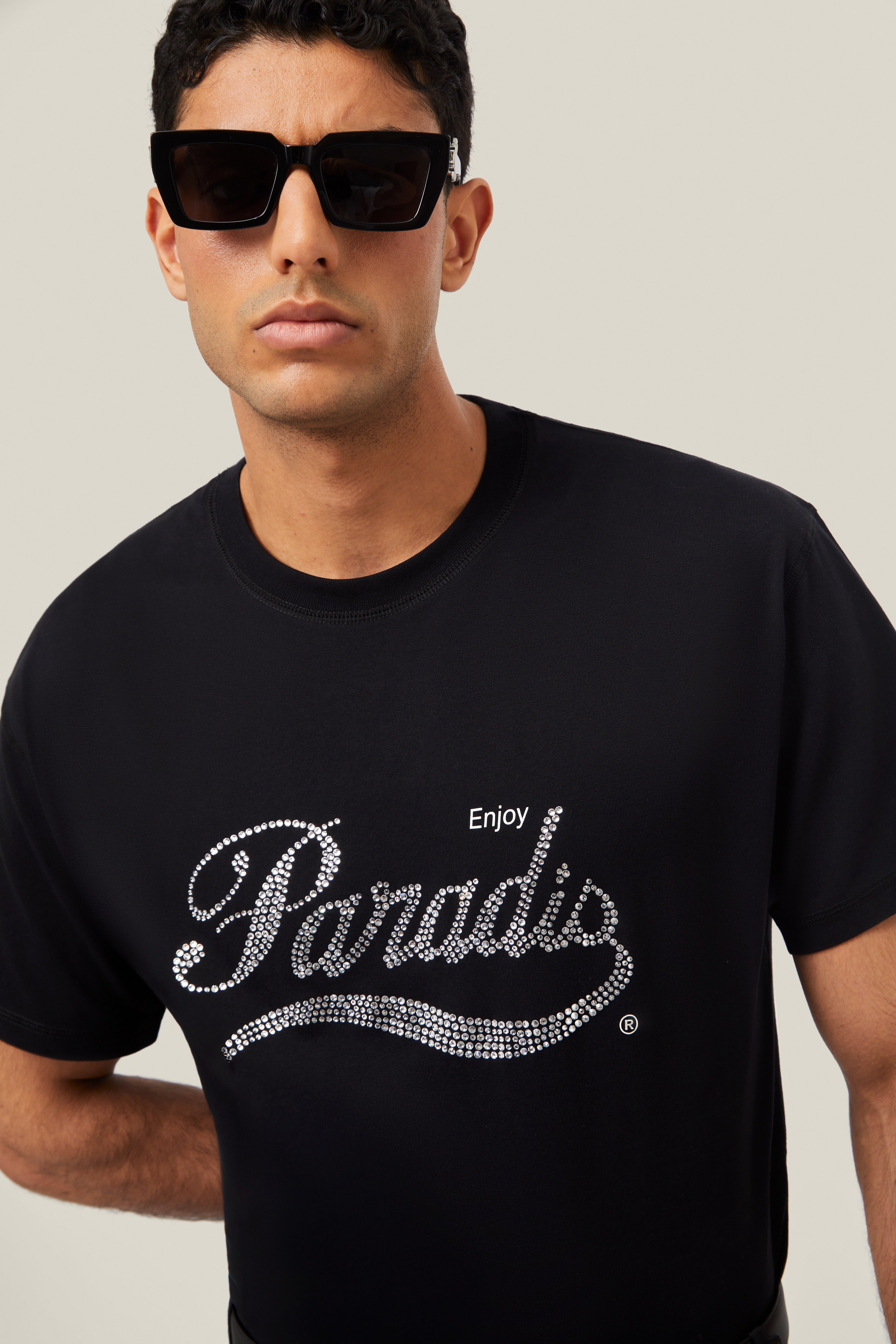 "Enjoy Paradis" Crystal Rhinestone T-Shirt
