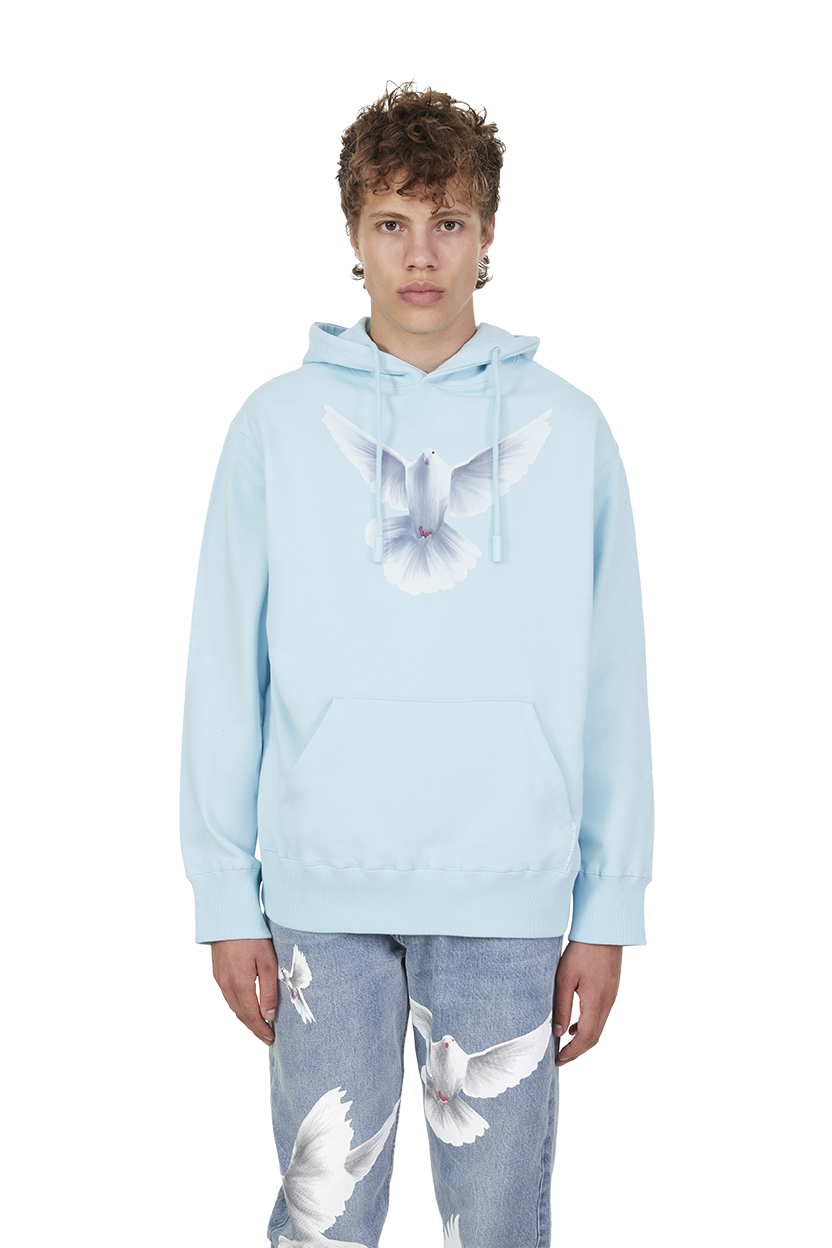 FLYING DOVES SKY BLUE HOODED SWEATER