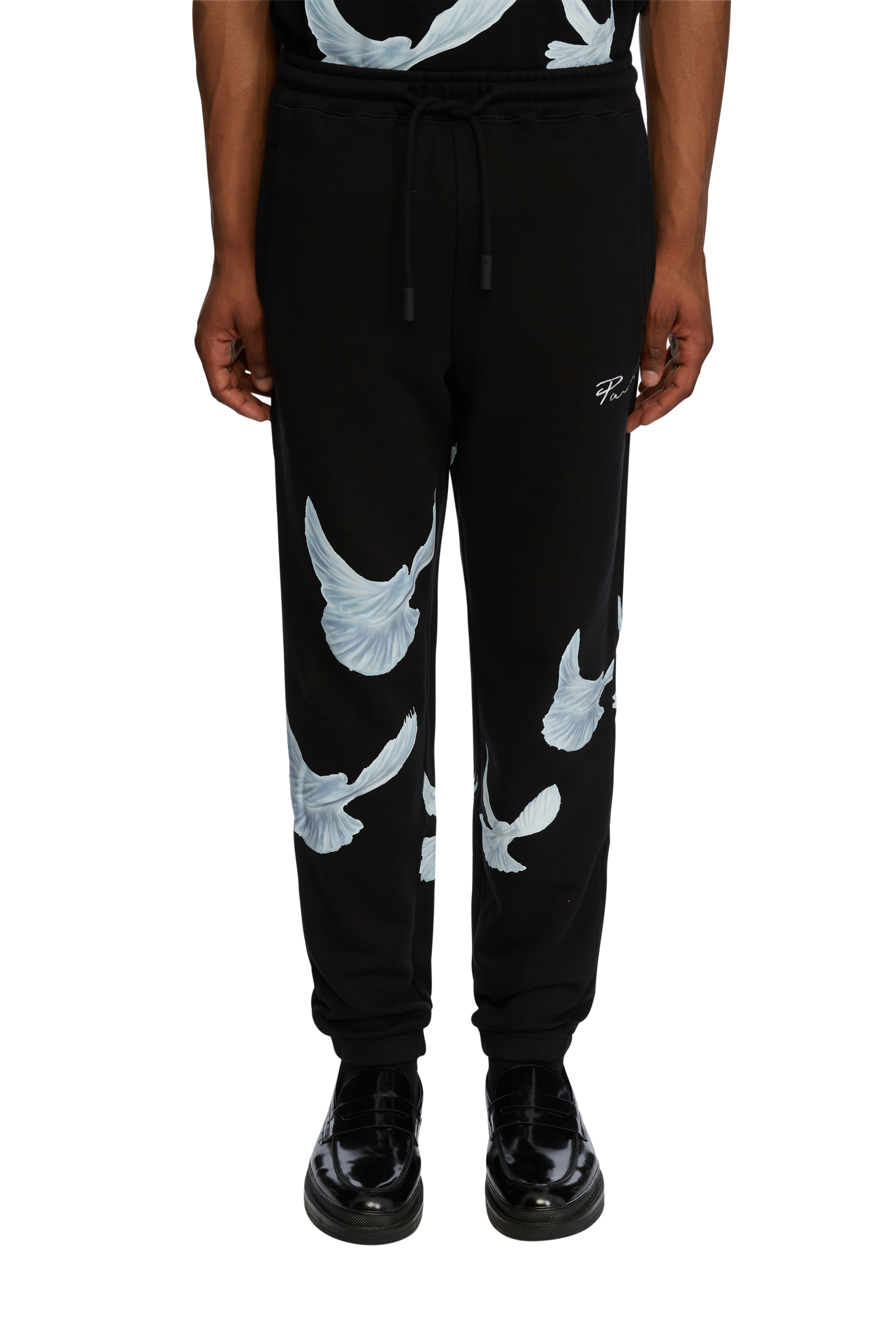 SINGING DOVES BLACK LOUNGE PANTS