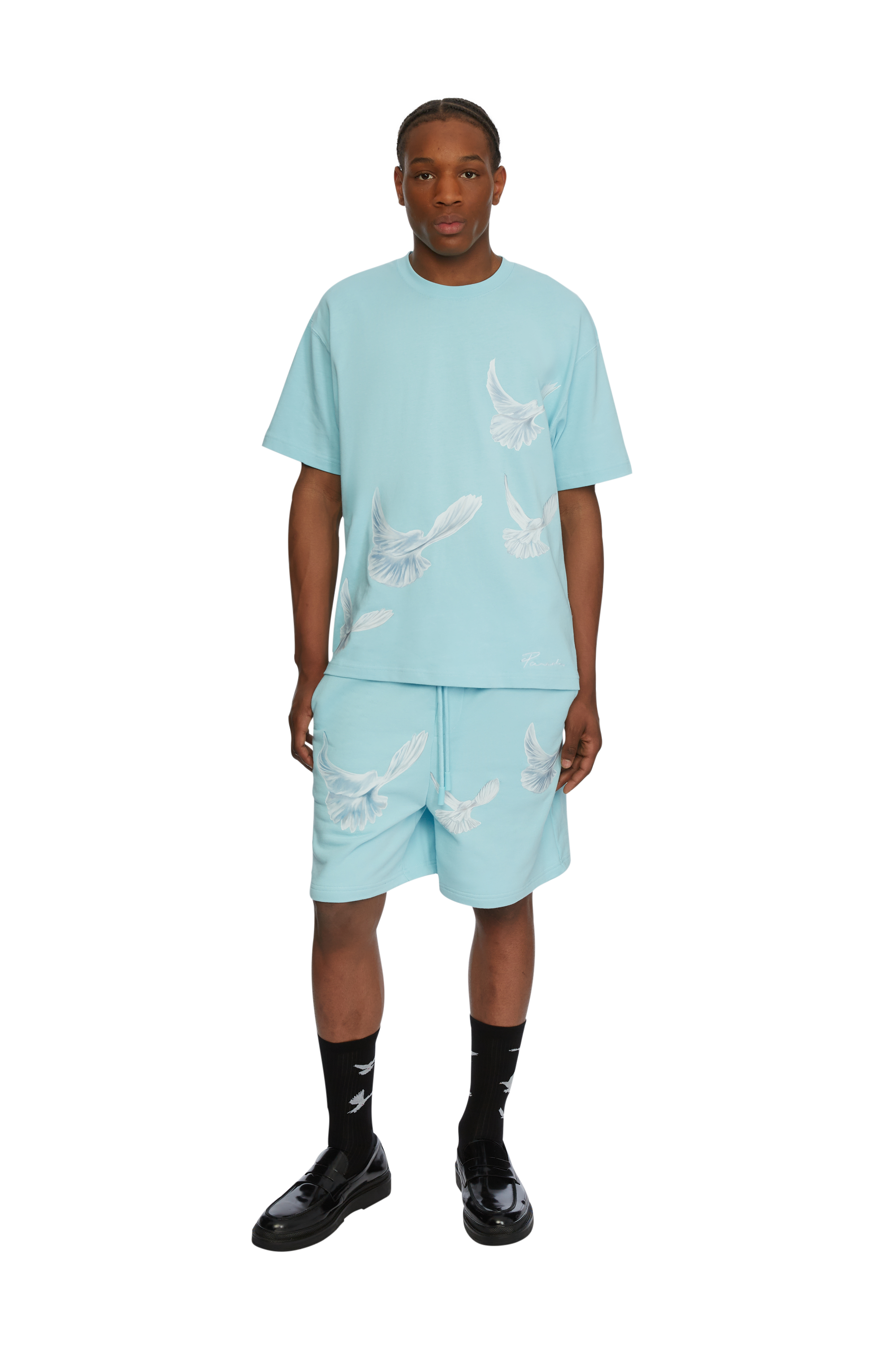 SINGING DOVES SKY BLUE LOUNGE SHORTS