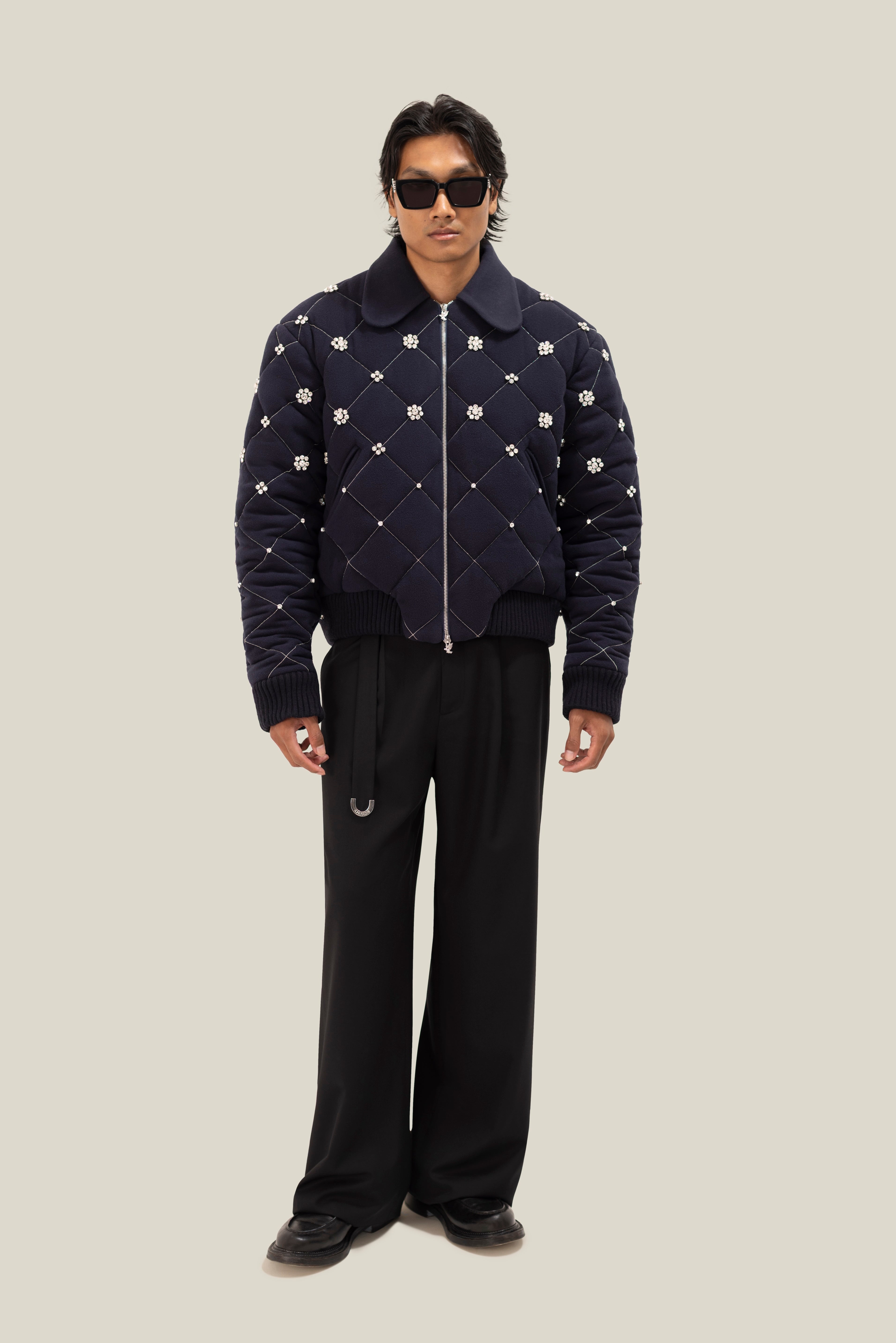Swarovski Quilted Bomber Jacket