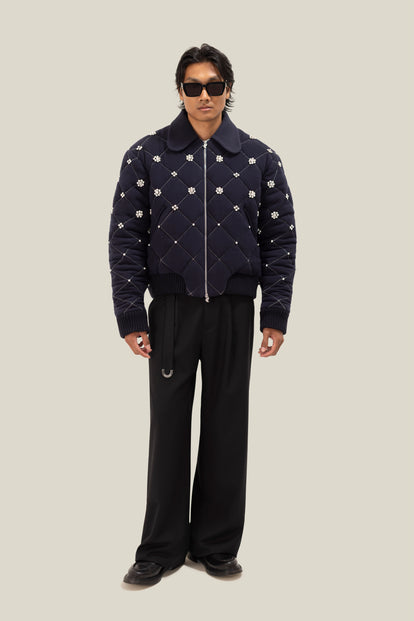Swarovski Quilted Bomber Jacket