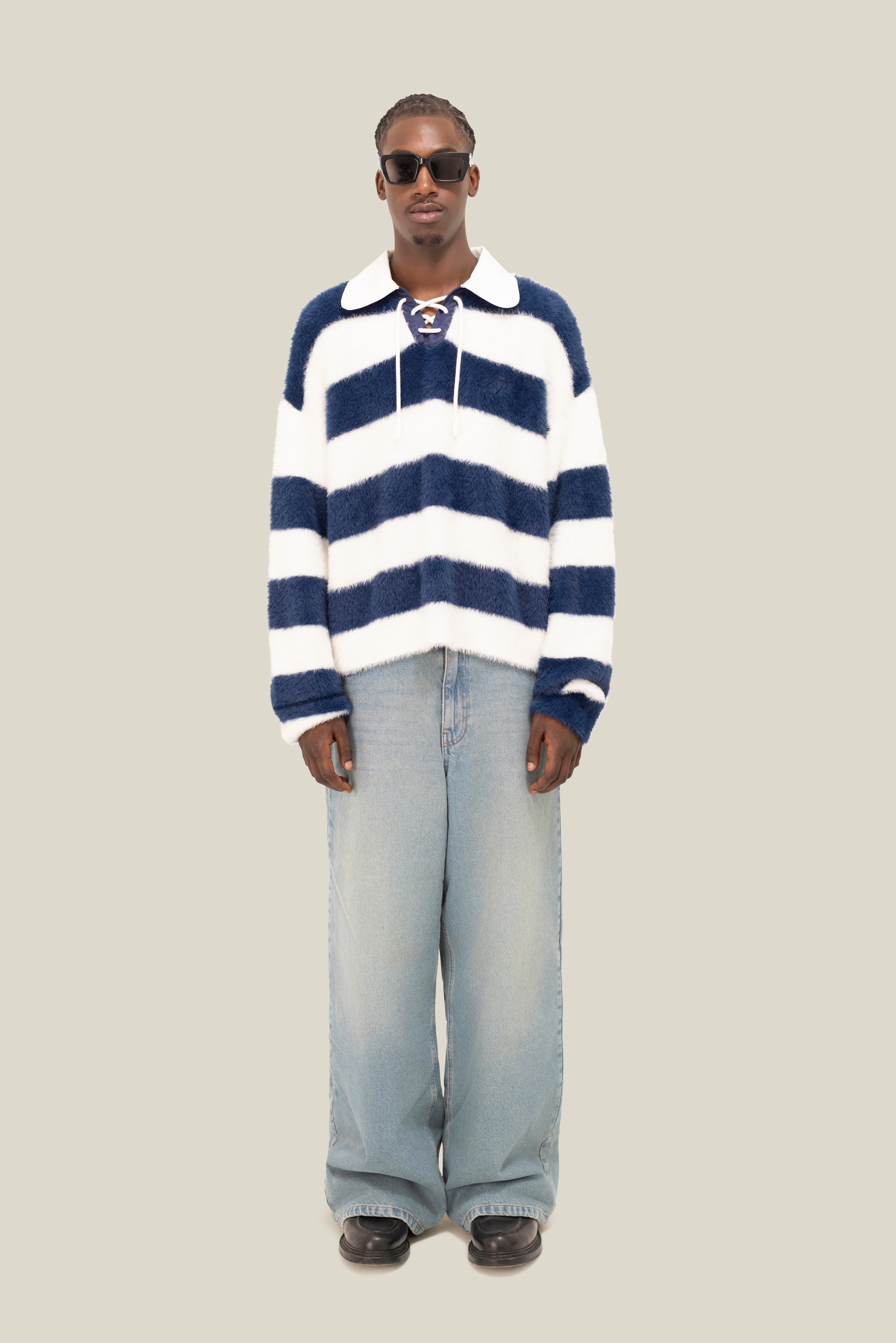 Fluffy Knit LS Polo