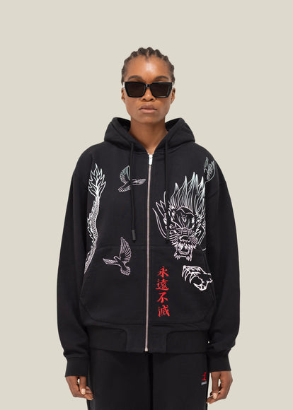 Dare With Dragon ブラック　ブルゾン 3.PARADIS x BRUCE LEE: Dragon Hooded Sweater