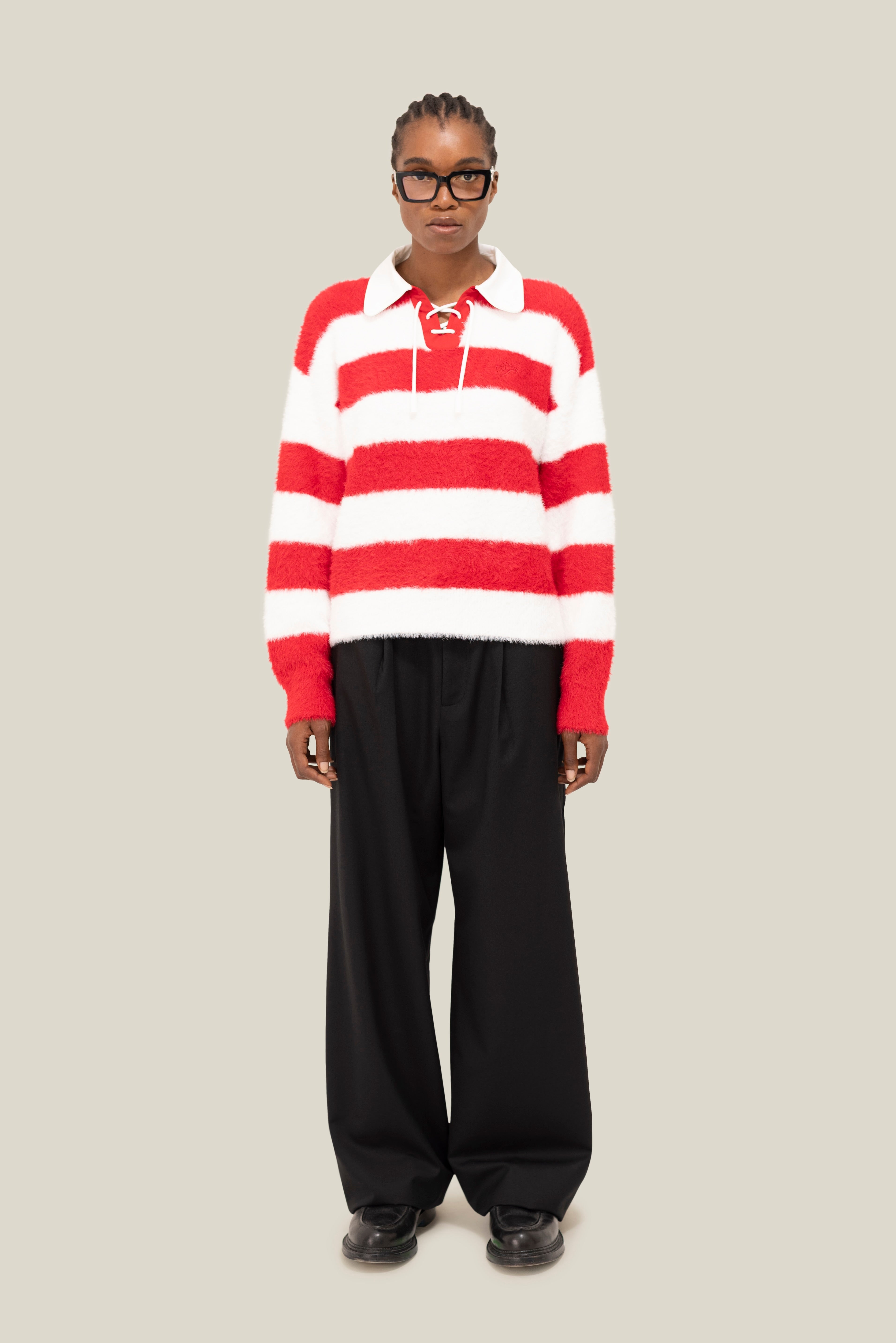 Fluffy Knit LS Polo