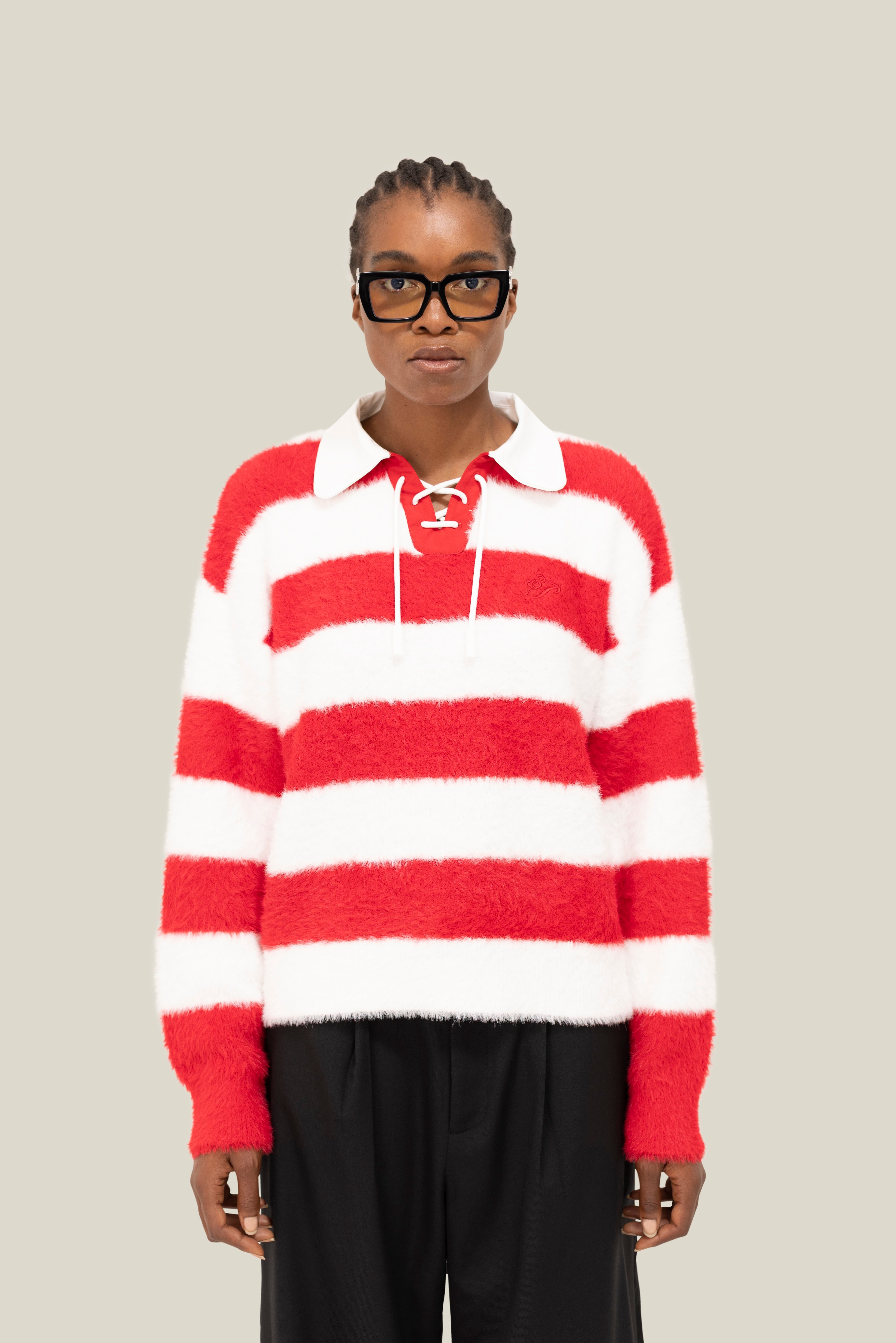 Fluffy Knit LS Polo