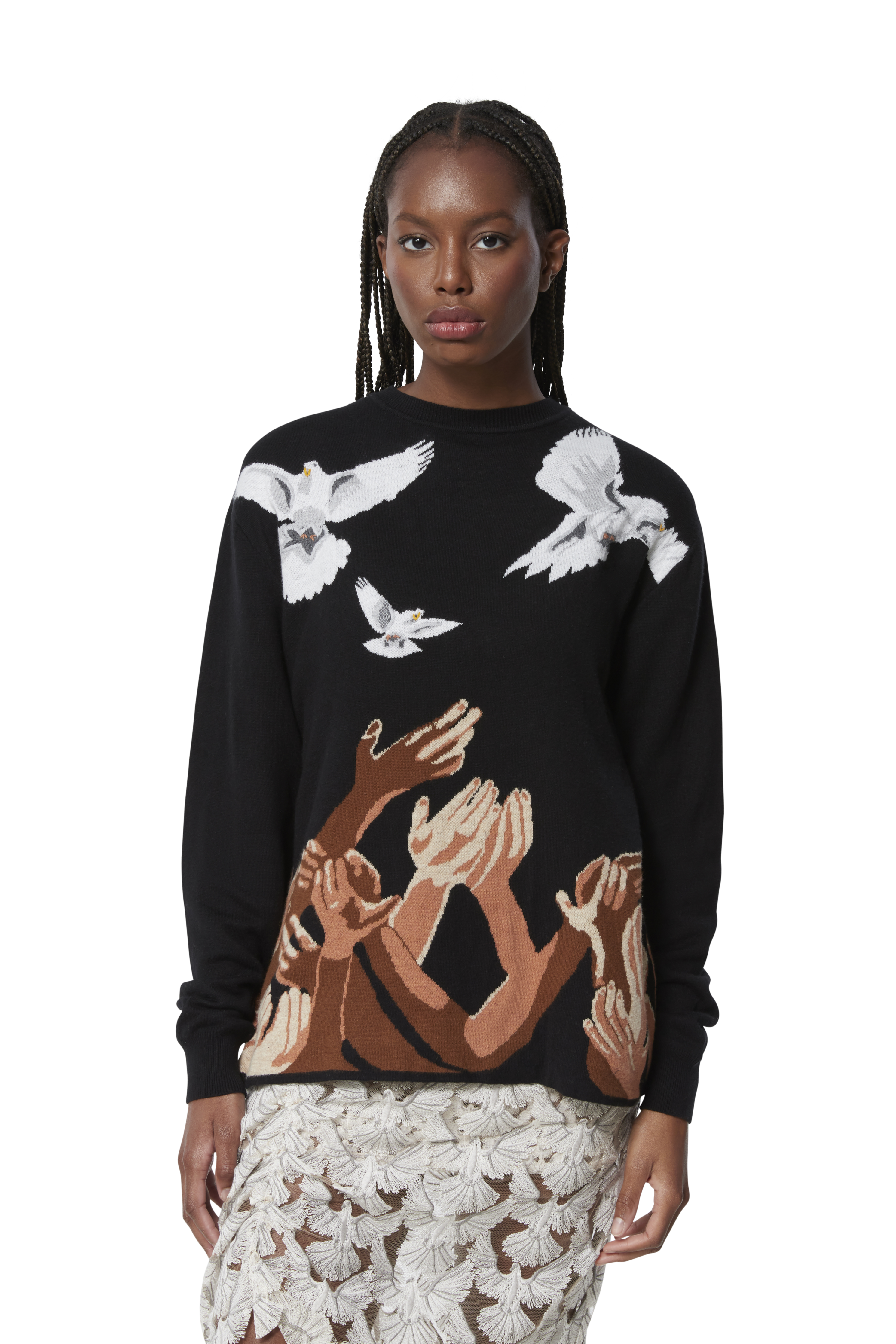 HBC EVA BLACK KNIT CREWNECK