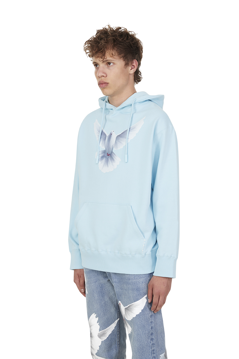 FLYING DOVES SKY BLUE HOODED SWEATER