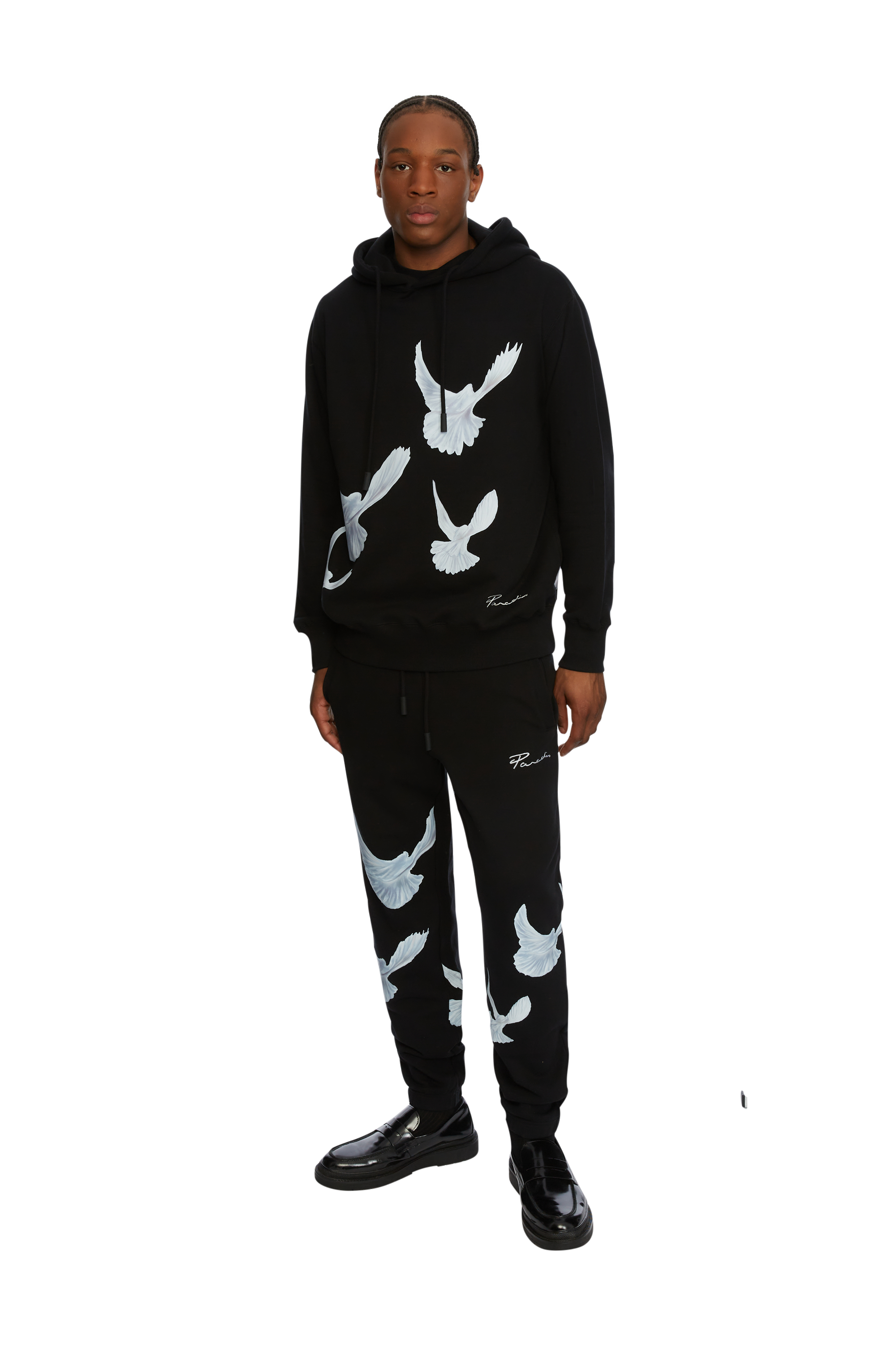 SINGING DOVES BLACK LOUNGE PANTS