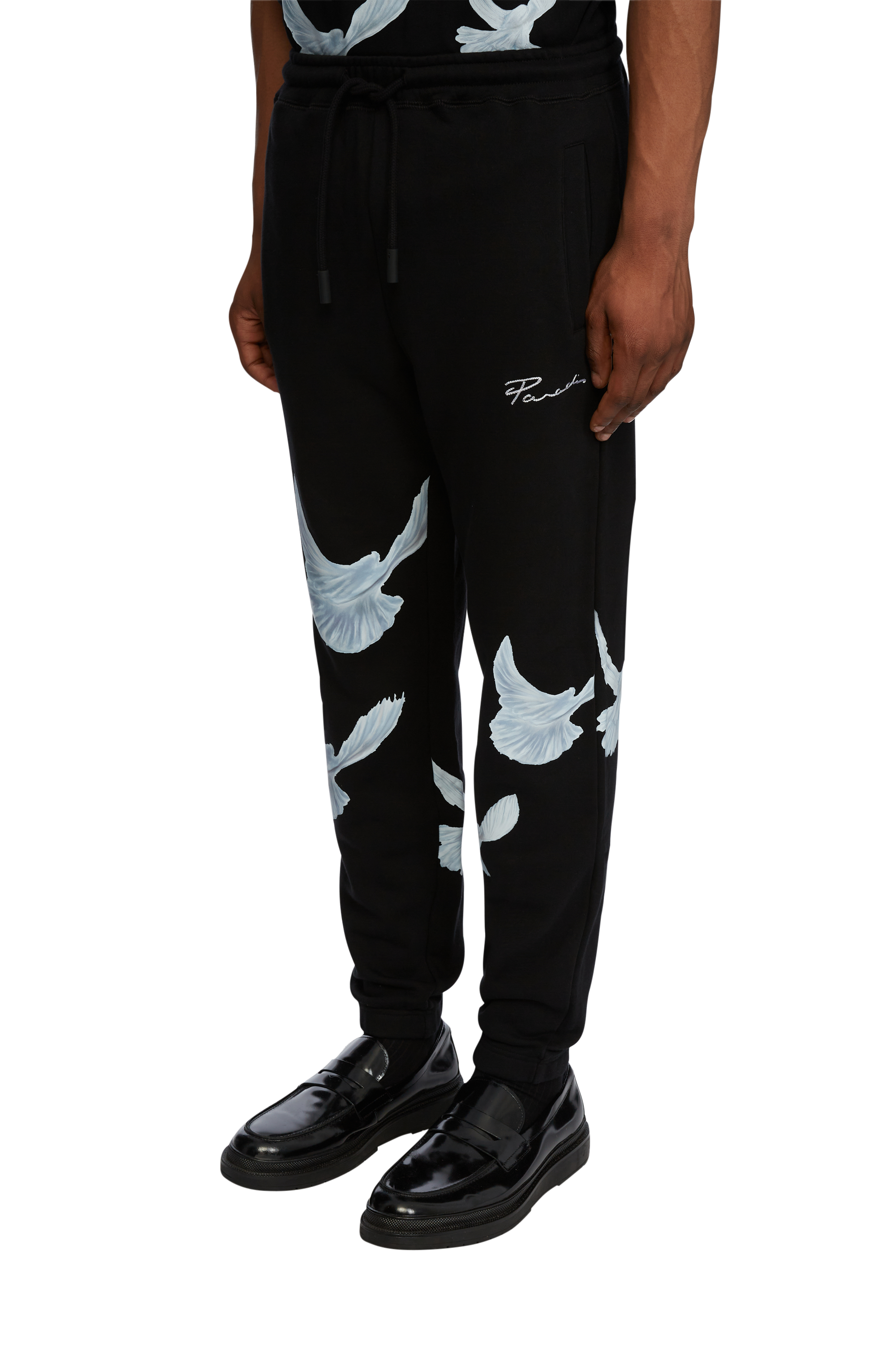 SINGING DOVES BLACK LOUNGE PANTS